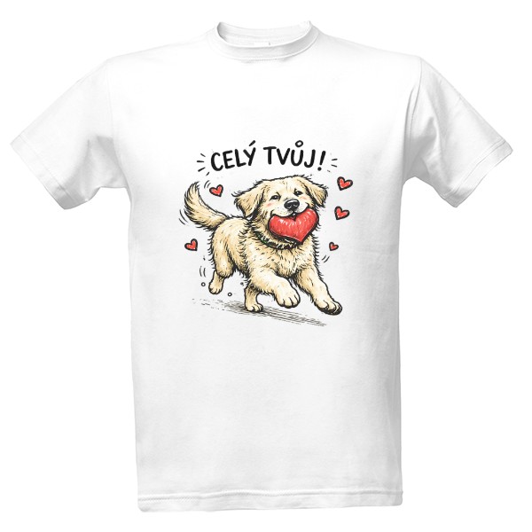 Tričko s potiskem Celý tvůj – zamilovaný zlatý retrívr