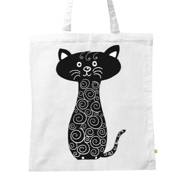 BIO plátěná taška s potiskem Černá kočka