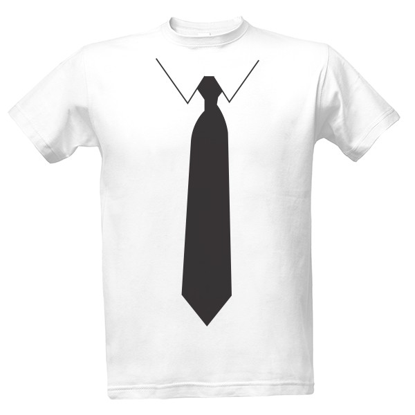 Tričko s potiskem Černá kravata s límečkem
