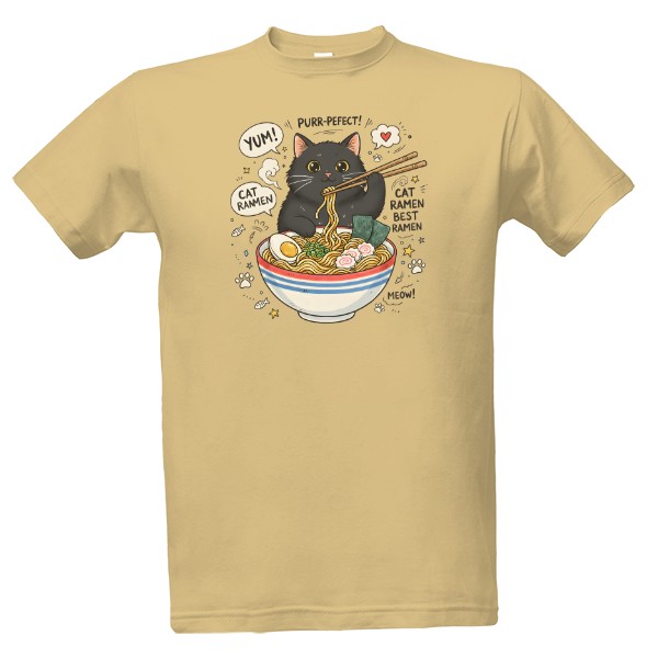 Tričko s potiskem Černá ramen kočka