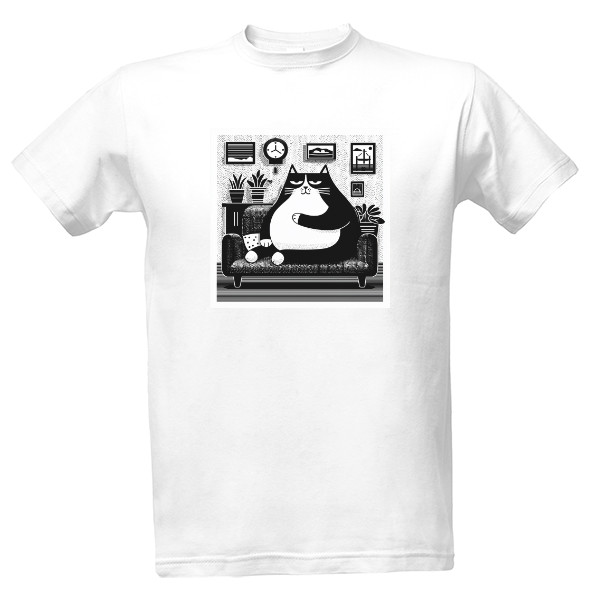 Tričko s potiskem Černobílá kočka