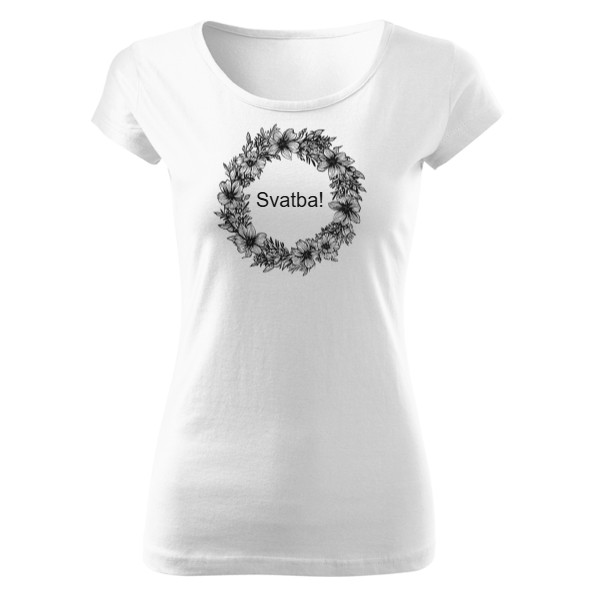 Tričko s potiskem Černobílý věneček svatba