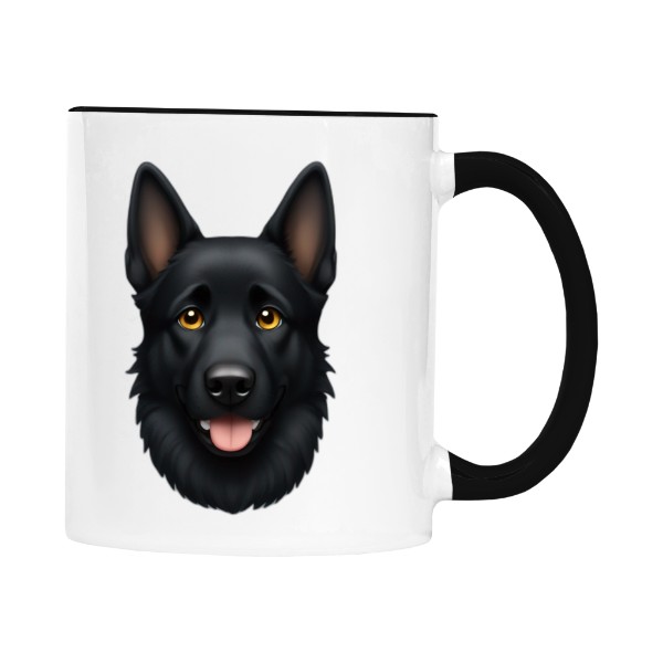 Hrnek malý barevný s potiskem Černý ovčák hlava 