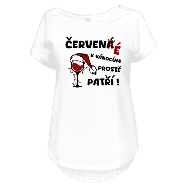 Tričko s potiskem Červené k vánocům patří