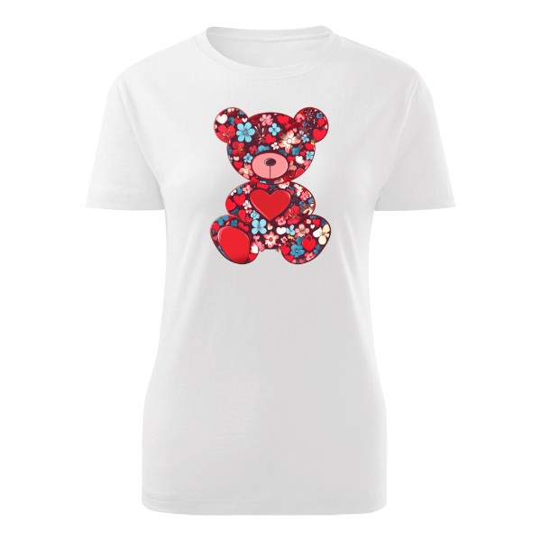 Tričko s potiskem Červený medvídek se srdíčkem