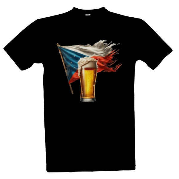 Tričko s potiskem Česká vlajka a pivo