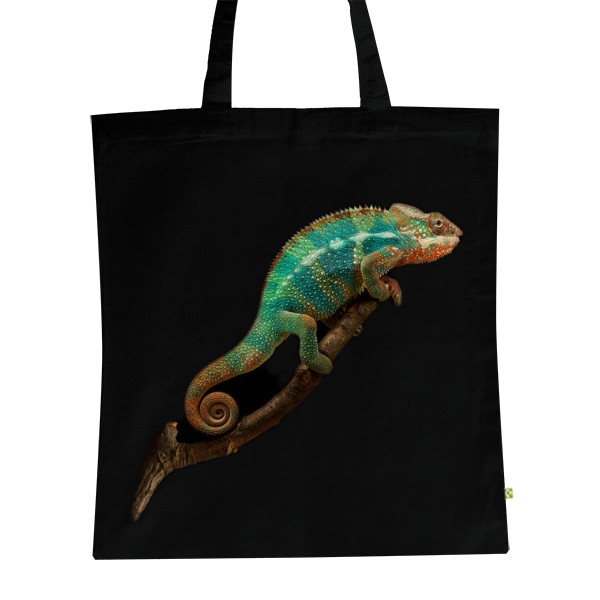 BIO plátěná taška s potiskem Chameleon na klacku