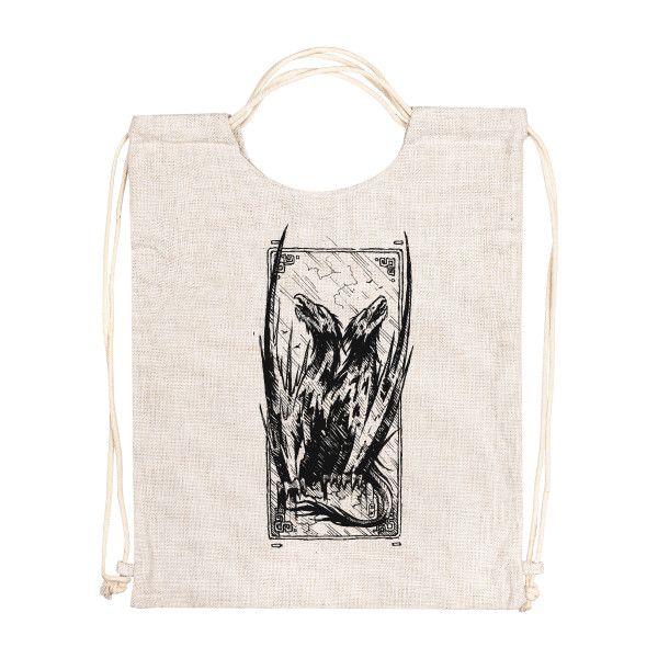 Vak na záda - lněný vzhled s potiskem Chasos (Vak)