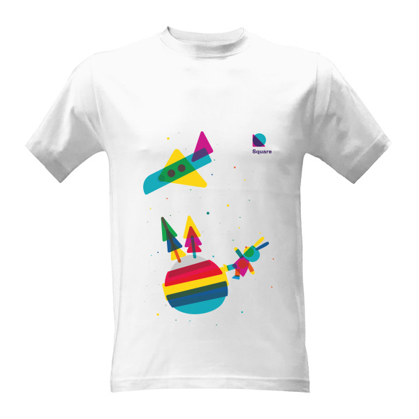Cheerful and colorful print on Square t-shirt