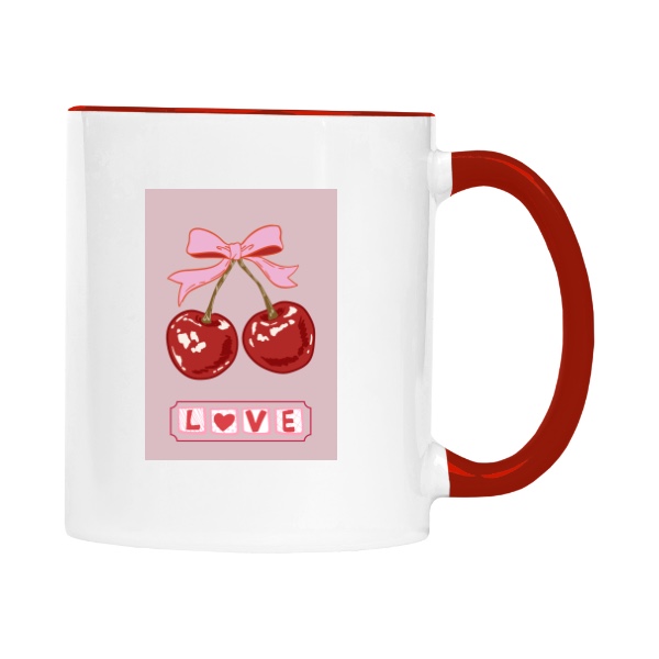 Hrnek malý barevný s potiskem Cherry Love lok