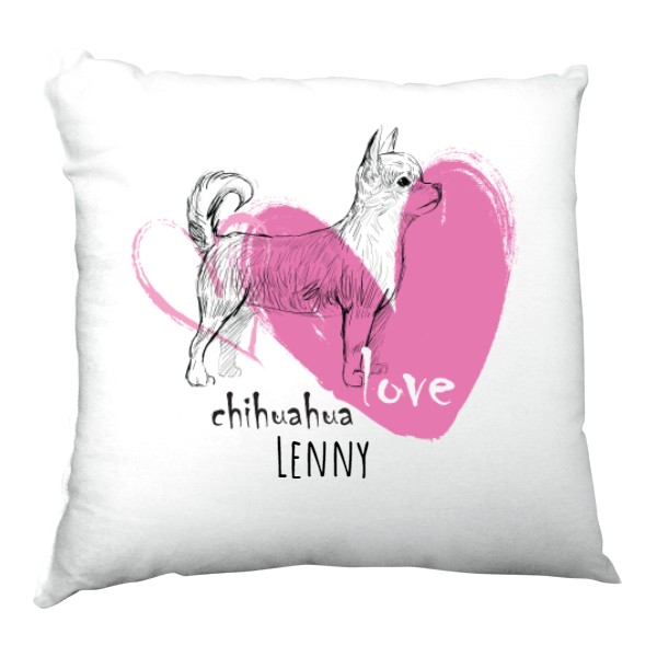 Satin Pillow s potiskem Chihuahua Love