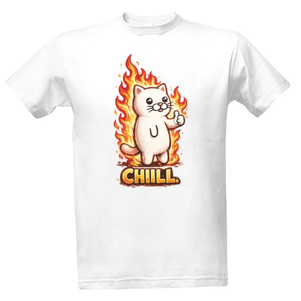 Tričko s potiskem Chill Kočka