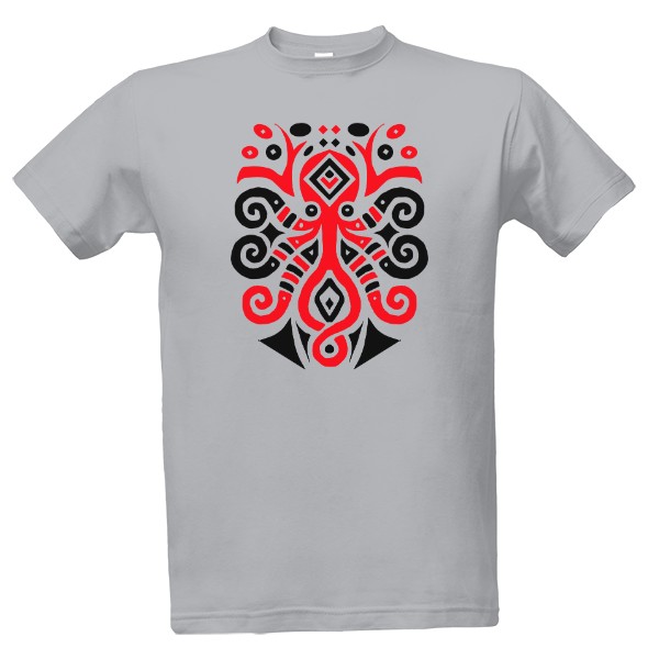 Tričko s potiskem Chobotnice tribal vládce moří červená černá 