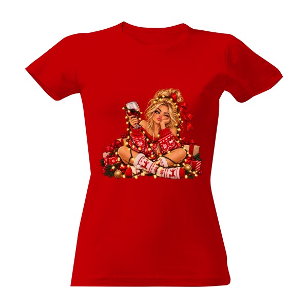 Tričko s potiskem Christmas Blonde Girl