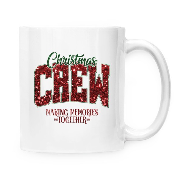 Hrnek malý bílý s potiskem Christmas Crew-Vánoční parta-hrneček