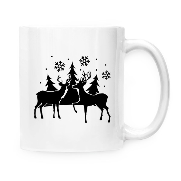 Hrnček malý biely s potlačou Christmas deers