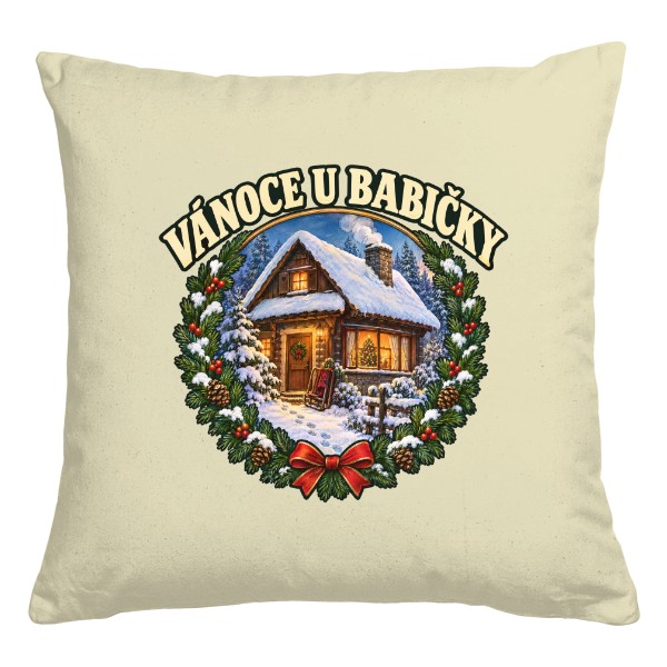 Pillow cotton Christmas With Grandma – Czech Cottage Christmas Decor