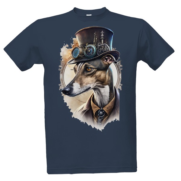 Tričko s potiskem Chrt v cylindru