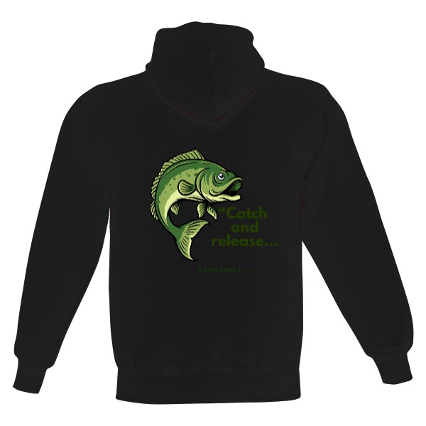 Pánská mikina s kapucí s potiskem Chytit a pustit - kapr