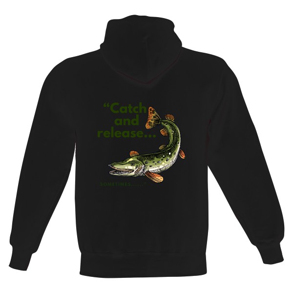 Pánská mikina s kapucí s potiskem Chytit a pustit