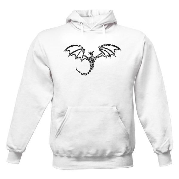 Pánska mikina s kapucňou s potlačou čierny drak tribal icon