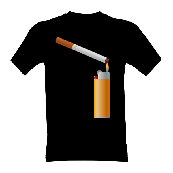 Tričko s potiskem Cigareta a zapalovač