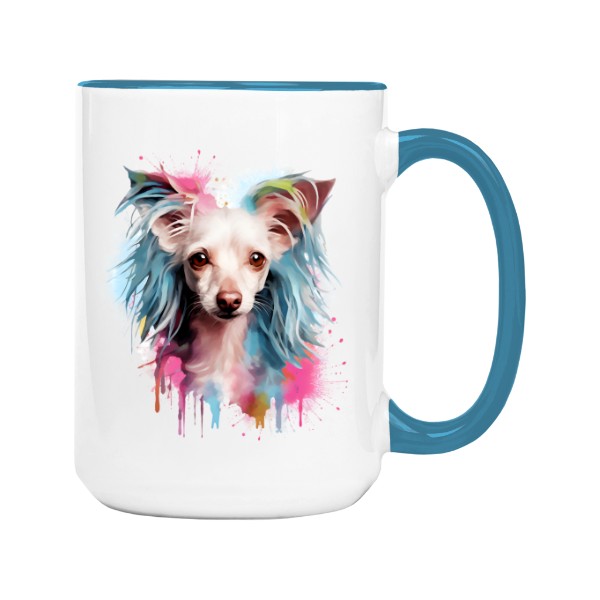 Hrnek velký barevný s potiskem Čínský chocholatý pes 3