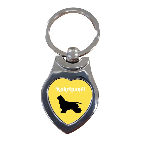 Heart keychain s potiskem cocker spaniel on the road