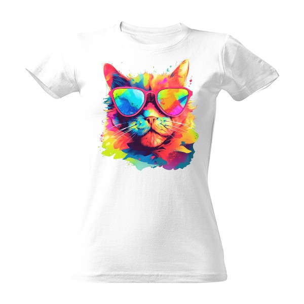 Colored cat with glasses T-shirt