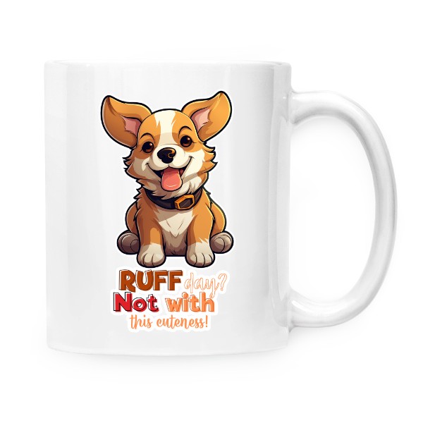 Hrnek malý bílý s potiskem Corgi