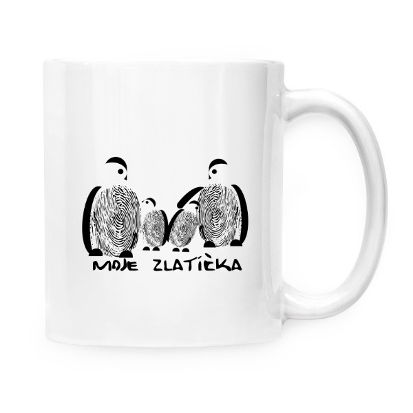 Hrnček malý biely s potlačou Čtyři tučňáci hrníček