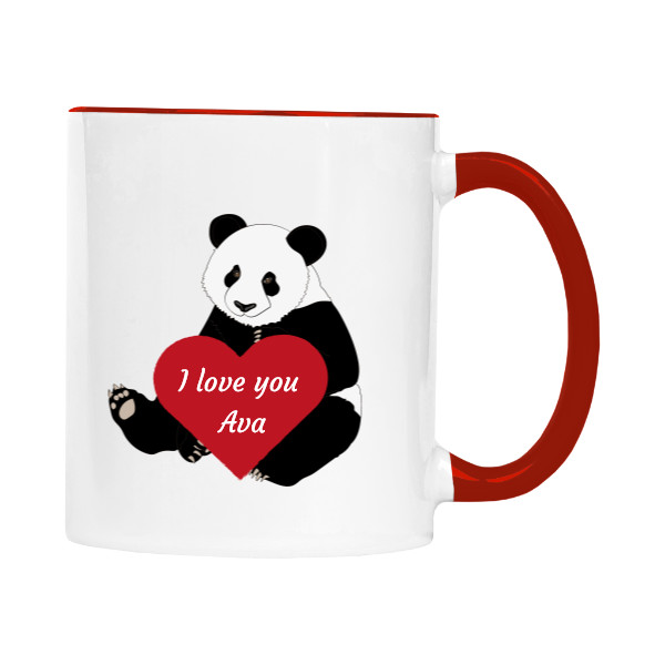 Hrnek malý barevný s potiskem Cup Panda I love You with editable name