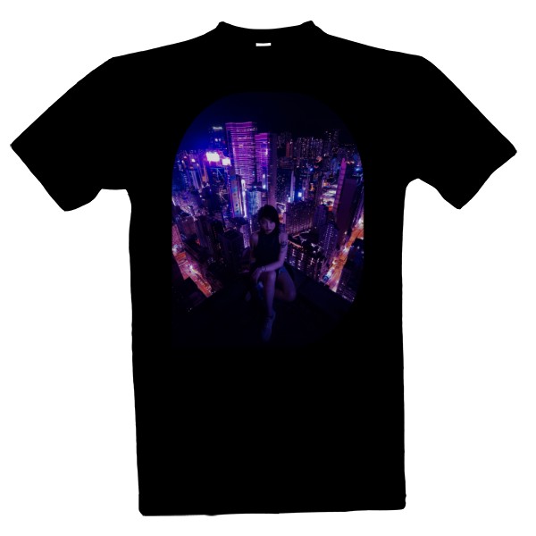 T-shirt Cyberpunk woman on roof - Neon City