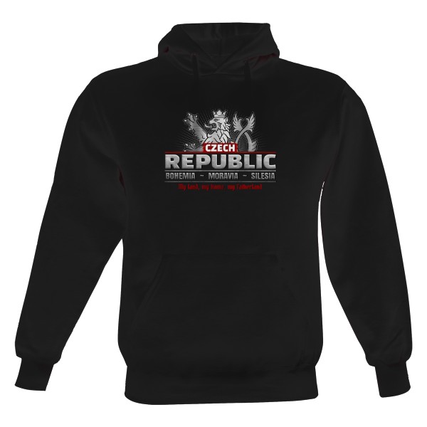 Pánská mikina s kapucí Just Hoods s potiskem Czech Republic Patriot-Potisk záda