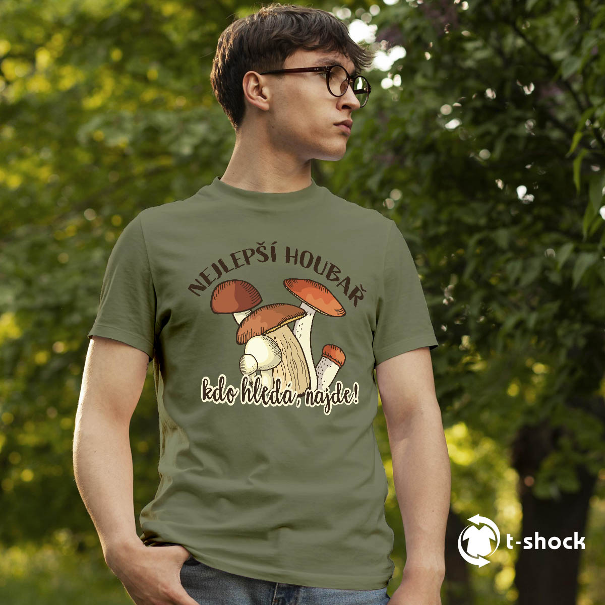 Tričko s potiskem Nejlepší houbař, kdo hledá , najde!