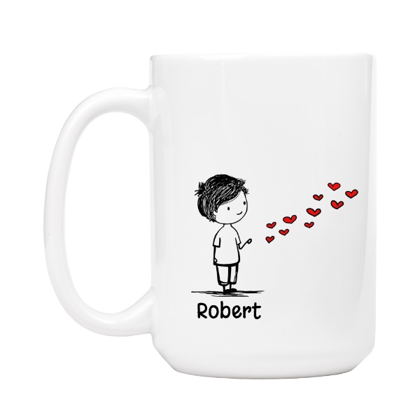 Zamilovaný kluk se srdíčky a jménem