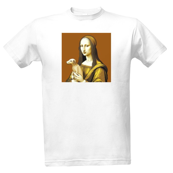 Tričko s potiskem dáma s hranostajem v secesním stylu 