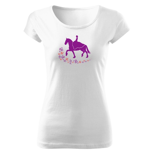 Tričko s potiskem Dáma v sedle