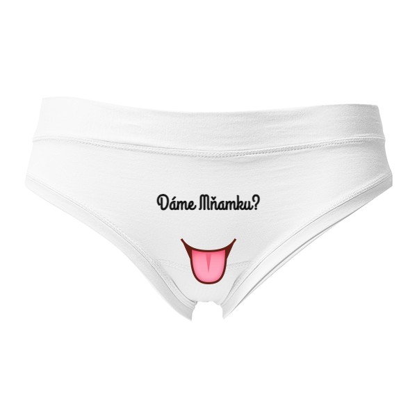Dámská tanga - Výprodej s potiskem Dáme mňamku?