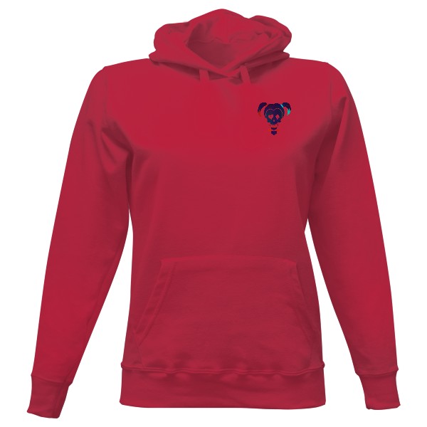 Dámská mikina s kapucí s potiskem Dámská červená mikina Harley Quinn 