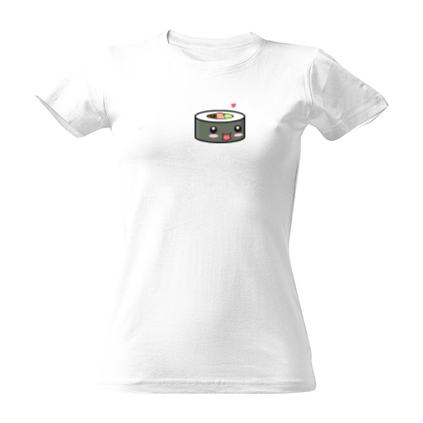 Dámské bílé tričko cute Sushi