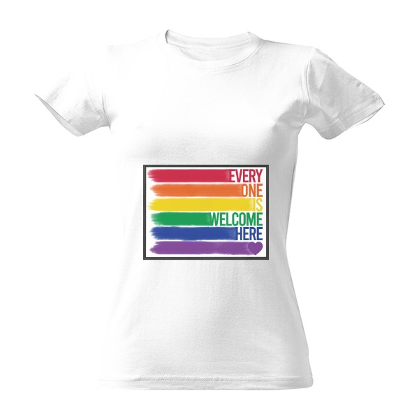 Tričko s potiskem Dámské bílé tričko LGBT welcome