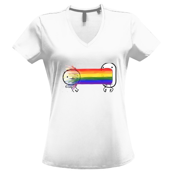 Dámské bílé tričko rainbow 
