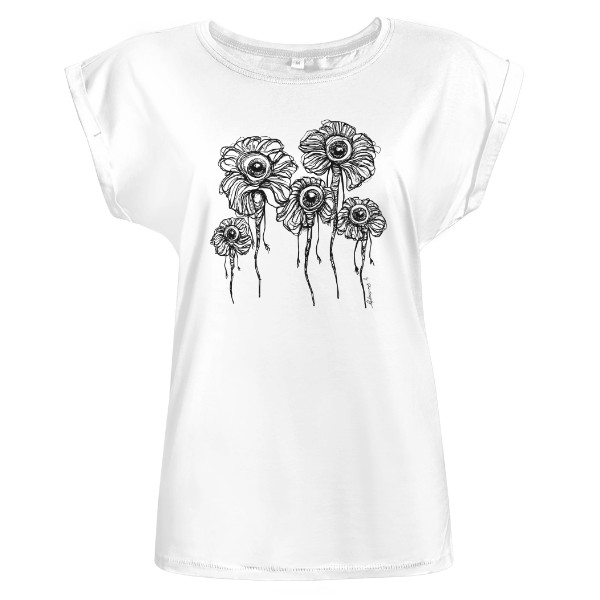 Tričko s potiskem Květiny černé