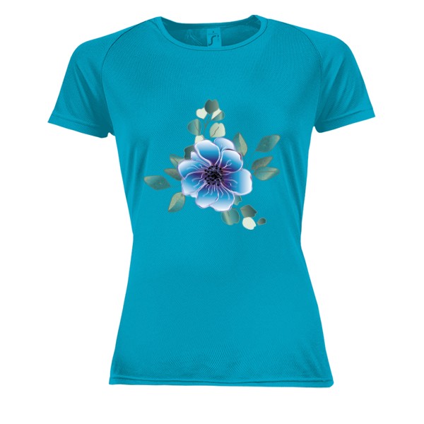 Dámské funkční tričko s potiskem Dámské funkční triko - Modrý květ