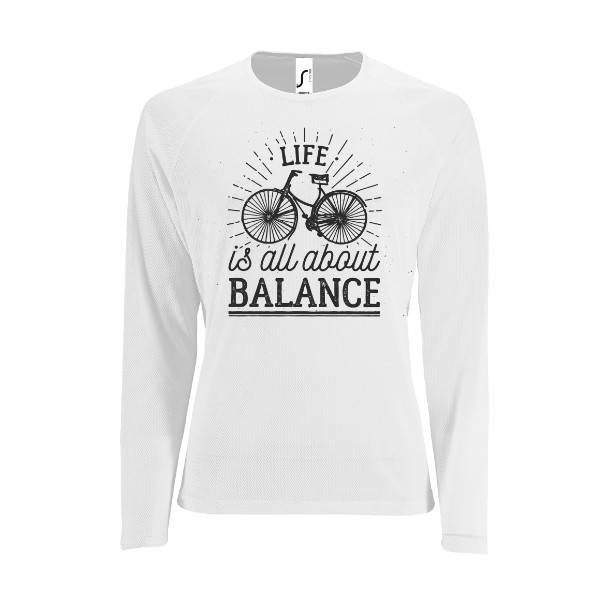 Dámské funkční tričko long s potiskem Life is all about Balance -funkční