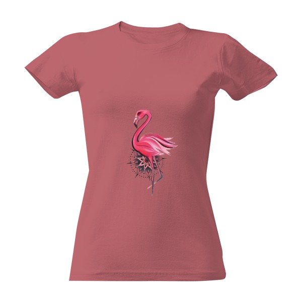 Tričko s potiskem Dámské růžové tričko Flamingo 