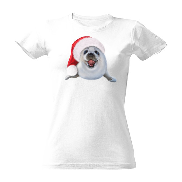 Tričko s potiskem Dámské tričko Vánoční tuleň