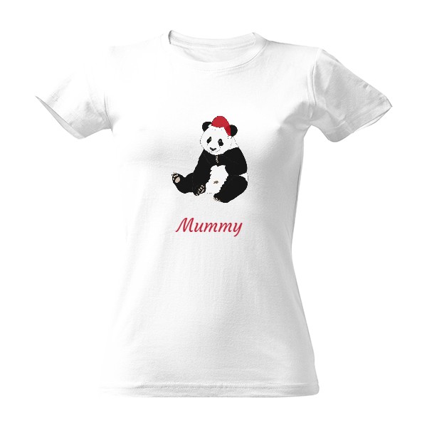 Tričko s potiskem Dámské triko - Vánoční panda Máma