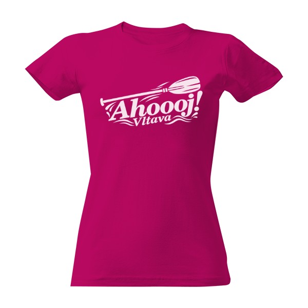 T-shirt dámské vodácké tričko AHOJ VLTAVA a pádlo